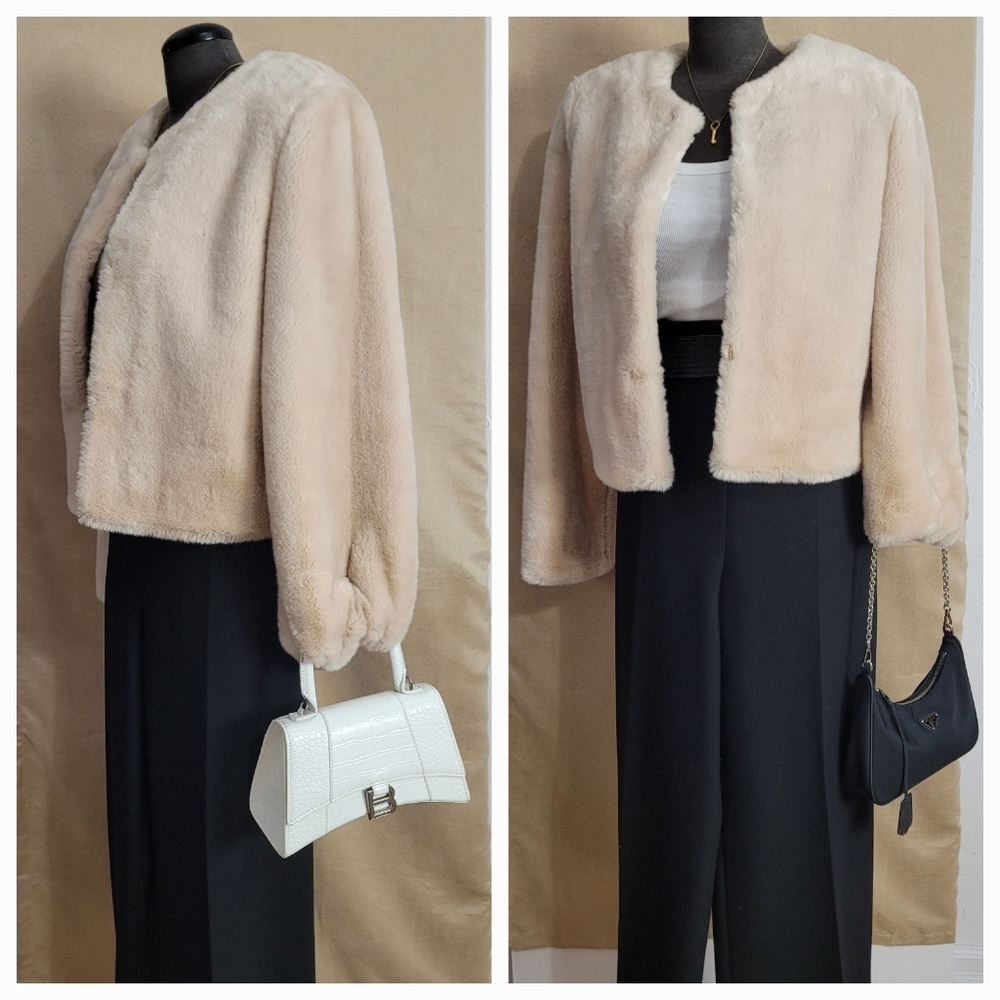 Y2K FAUX Fur coat / L